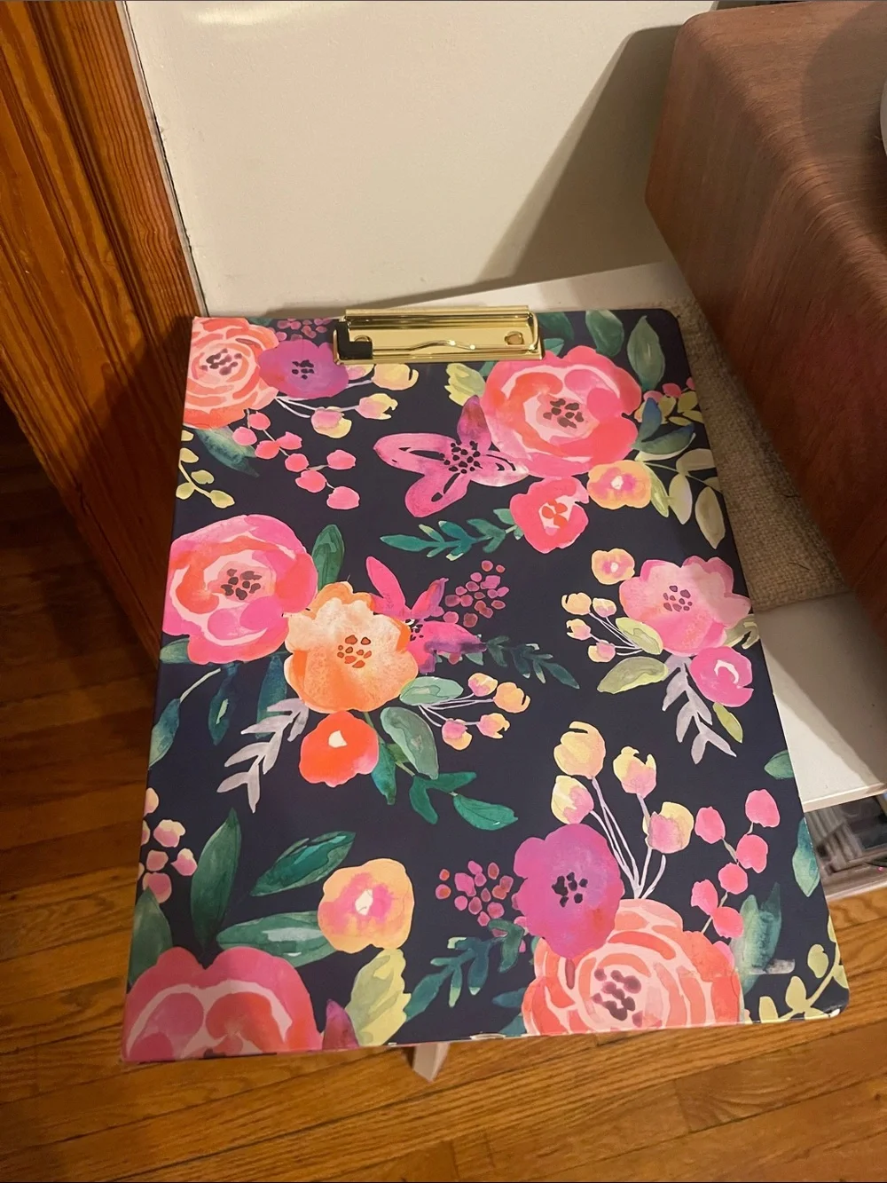 Floral Clipboard with Gold Clip